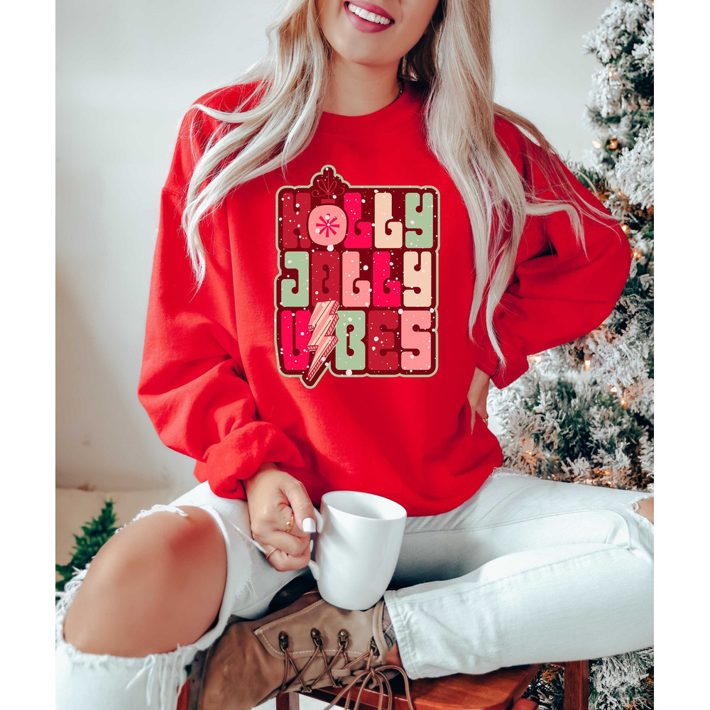 Holly Jolly Vibes Christmas Sweatshirt, Holly Jolly Vibes Christmas Shirt,Retro Boho Cute Christmas Tee,Christmas Gift,Merry Christmas 1.jpg