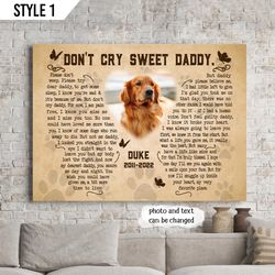 Dog Loss Gift, Don't Cry Sweet  Poem Canvas // Pet Loss Gifts // Personalized Pet Memorial Canvas