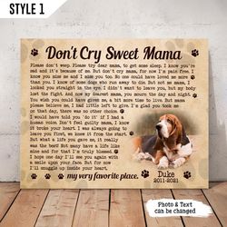Dog Loss Gift, Don't Cry Sweet Poem Canvas // Pet Loss Gifts // Personalized Pet Memorial Canvas