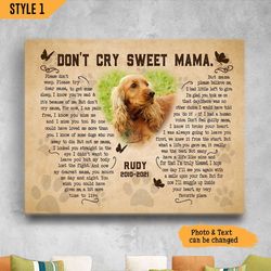Dog Loss Gift, Don't Cry Sweet Poem Canvas // Pet Loss Gifts // Personalized Pet Memorial Canvas