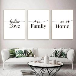 Home Decor Family Art Print Set of 3 Prints Family Poster Download Family Decor Printable Wall Art Family Decoration