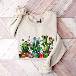 christmas cactus sweater,christmas sweatshirt,christmas plant mom gift,christmas gift,xmas holiday gift,christmas cactus