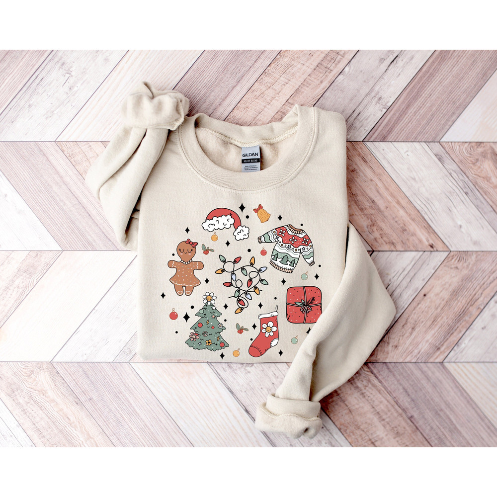 Christmas Sweatshirt, Cute Christmas Womens Sweatshirt, Christmas Sweatshirts for Women,Xmas Holiday Gift,Groovy Christmas Elements Shirt.jpg