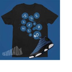 sneakerhead shirt to match air jordan 13 brave blue - retro 13 tee - brave blue 13s match shirt