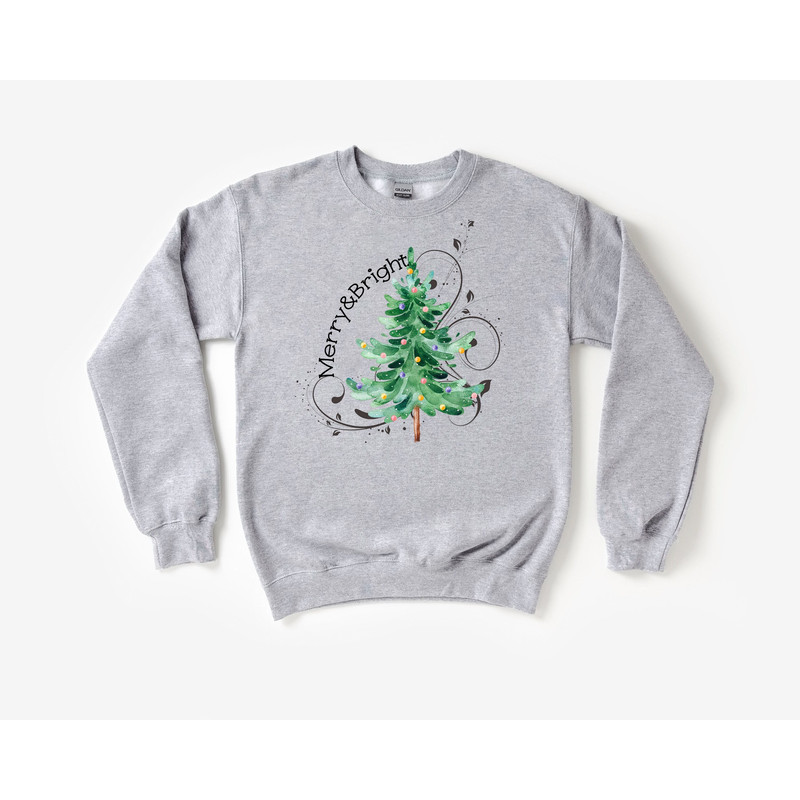 Merry and Bright Christmas Sweatshirt,Merry and Bright Christmas Tree Shirt, Women Christmas Shirt,Holiday Gift For Women,Christmas Gift Tee.jpg