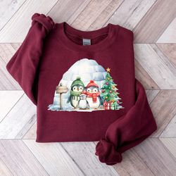 penguin christmas sweatshirt,holiday sweatshirt,christmas sweatshirt,penguin lover shirt,holiday sweater,womens holiday