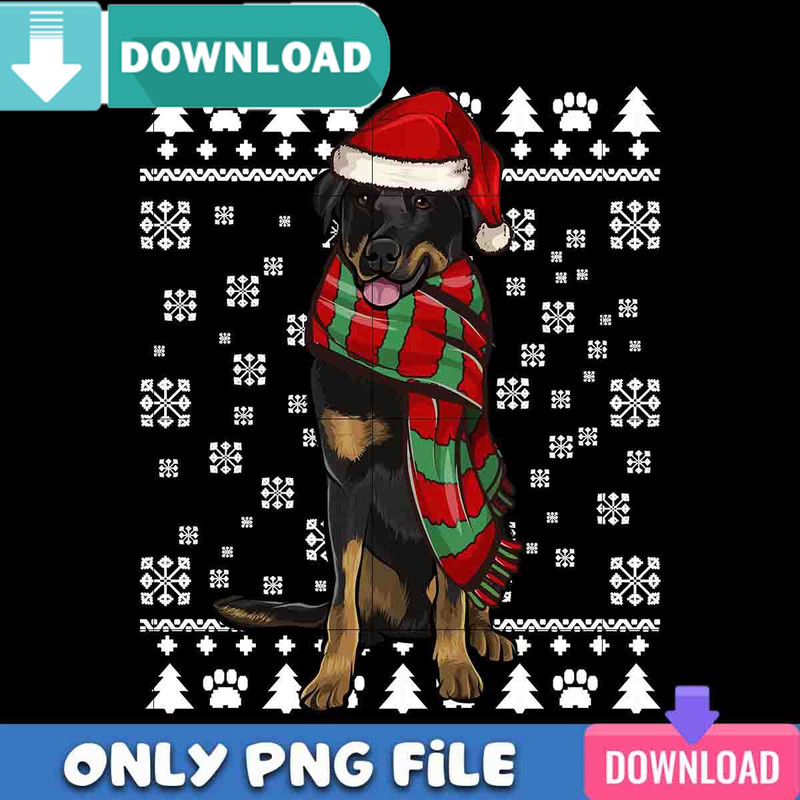 Beauceron Dog Santa Hat PNG Perfect Sublimation Design Download.jpg
