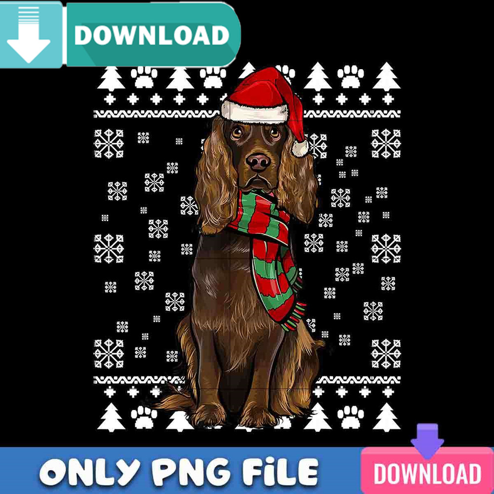 Boykin Spaniel Dog Santa Hat PNG Perfect Sublimation Design Download.jpg