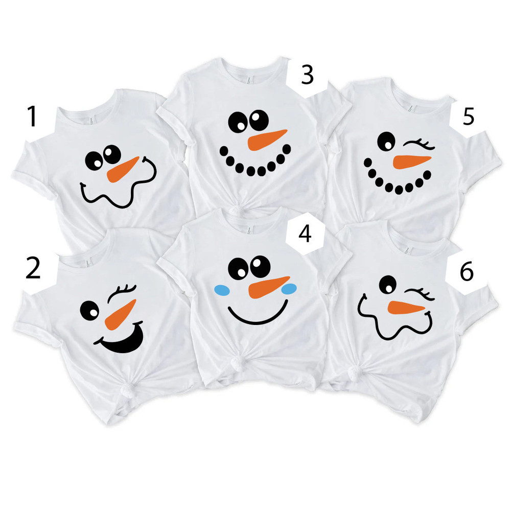 Snowman Face Shirts, Christmas Party Shirts, Christmas Matching Shirts, Cute Snowmen Faces, Snowman Shirts, Funny Winter Shirts.jpg