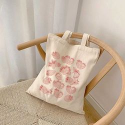 strawberry tote bag strawberries totebad gardening tote cool tote bag produce bag reusable grocery bag foldable