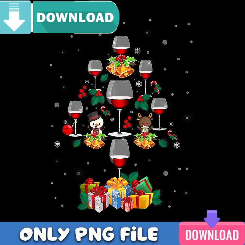 Unique Christmas Wine Tree PNG Perfect Sublimation Design Download.jpg