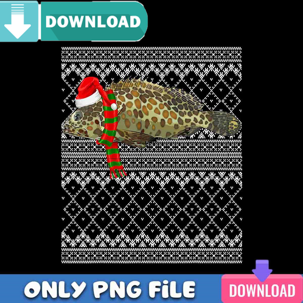 Xmas Fish Santa Hat Groupers Png Best Files Design Download.jpg