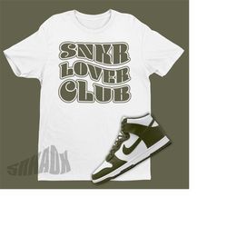 Wavy Font Snkr Lover Club Shirt To Match Dunk High Cargo Khaki - Retro Dunk Matching Graphic Shirt - 90s Party Tee