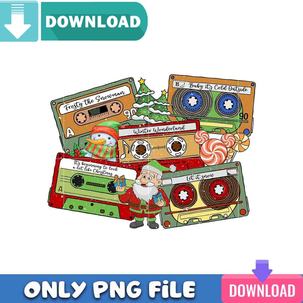 Santa Retro Cassette PNG Perfect Files Design Download.jpg