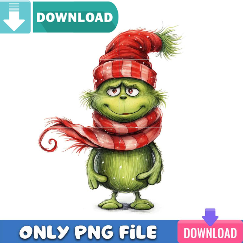 Grinch Baby With Scarf Christmas Png Best Files Design.jpg