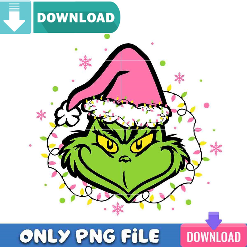 Grinchy Face And Light PNG Perfect Sublimation Design Download.jpg