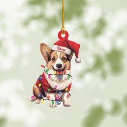 Personalized Corgi Dog Christmas Ornament Acrylic Or Wood - Gift For Dog Lovers