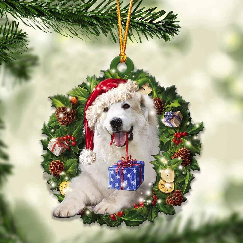 Great Pyrenees And Christmas Ornament - Acrylic Dog Ornament - Gifts For Dog Lovers.jpg