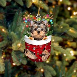 Yorkshire Terrier In Snow Pocket Christmas Ornament -Christmas Acrylic Hanging