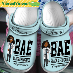 bae black educated register nurse crocs clog shoes