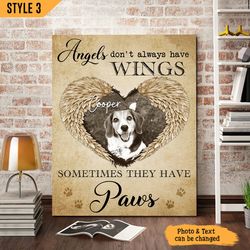 Dog Loss Gift, Angles Don't Always Have Wings Canvas // Pet Loss Gifts // Personalized Pet Memorial Canvas