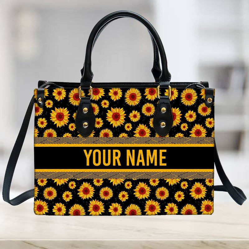 Custom Name Sunflower Leather Bag ,Women Sunflower Leather Handbag,Crossbody Bag,Personalized Leather bag,Shoulder Handbag,Handmade Bag.jpg