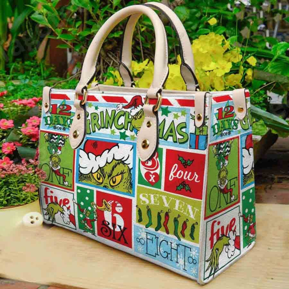Grince handbag,Christmas Cute Grinch Handbag, Anniversary Grinch Handbag, Disney Leather Handbag, Shoulder Handbag,Gift for Christmas 1.jpg