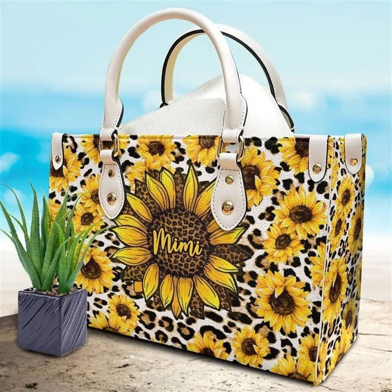 Leopard Sunflower Leather Bag ,Women Leopard Sunflower Leather Handbag,Crossbody Bag,Personalized Leather bag,Shoulder Handbag,Handmade Bag.jpg