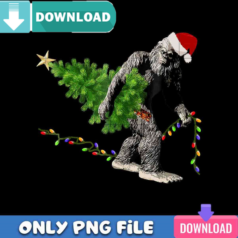 Bigfoot Sasquatch Carrying Christmas Tree PNG Best Files.jpg