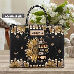 retired teacher leather handbag, teacher bag, teach teacher handbag