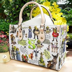 shrek leather handbag, shrek bag, cartoon leather handbag