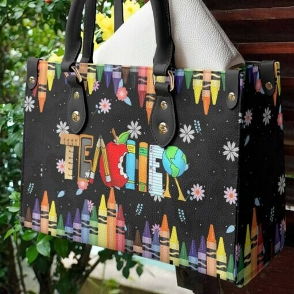 Teach Love Inspire Leather Bag,Women Leather Handbag,Crossbody Bag,Personalized Leather bag,Shoulder Handbag,Handmade bag, teacher handbag 1.jpg