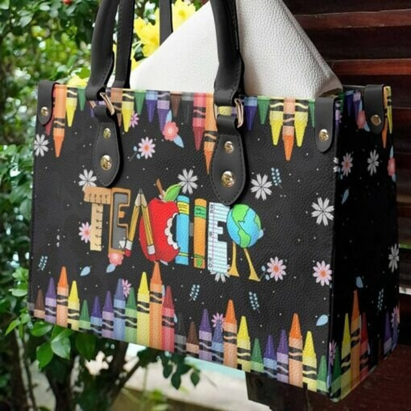 Teach Love Inspire Leather Bag,Women Leather Handbag,Crossbody Bag,Personalized Leather bag,Shoulder Handbag,Handmade bag, teacher handbag 1.jpg