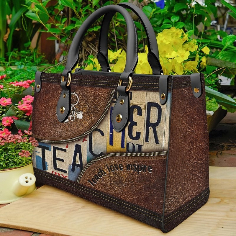 Teach Love Inspire Leather Bag,Women Leather Handbag,Crossbody Bag,Personalized Leather bag,Shoulder Handbag,Handmade bag, teacher handbag.jpg