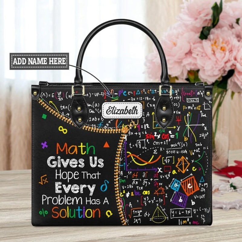 Teacher Leather HandBag, Math teacher Handbag, Teacher Gift Leather Bag,Travel handbag,Teacher Handbag,Handmade Bag,Custom Bag,Vintage Bags.jpg