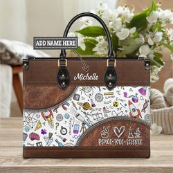 teacher life leather handbag, teacher bag, love teacher handbag