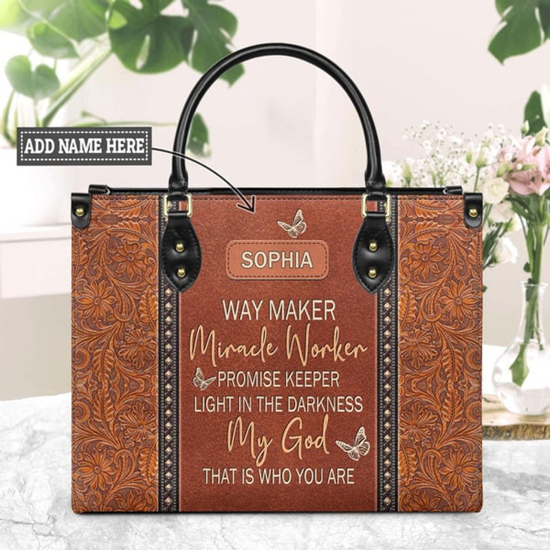 Way Maker Miracle Worker Leather Bag,Personalized Leather Handbag,Miracle Worker, Promise Keeper, My god, Christian Bag, Religion handbag 1.jpg