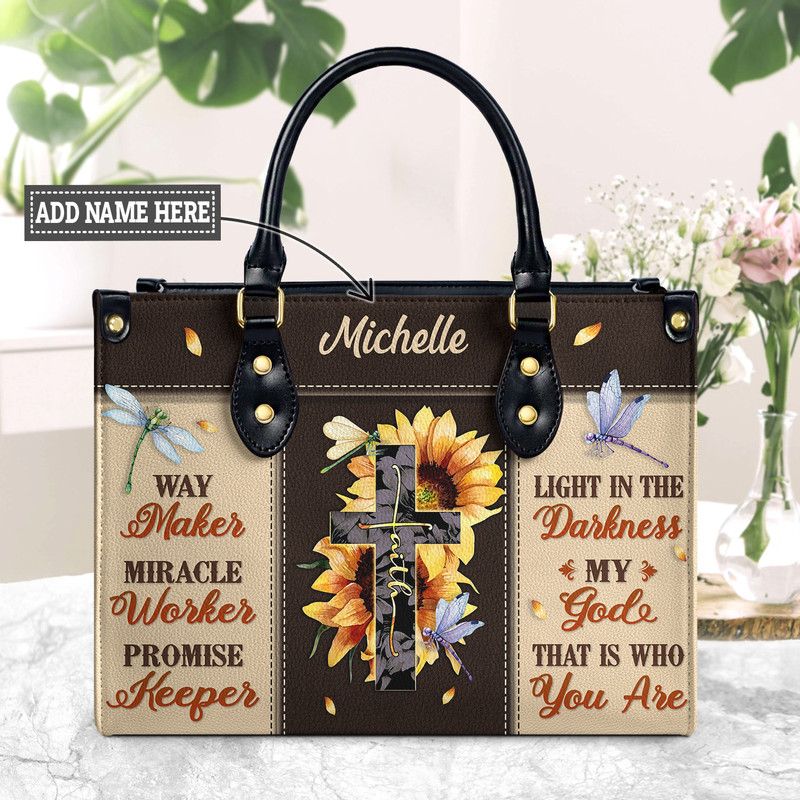 Way Maker Miracle Worker Leather Bag,Personalized Leatherbag,Miracle Worker,Promise Keeper,My god,Christian Bag, Religion handbag, Dragonfly.jpg
