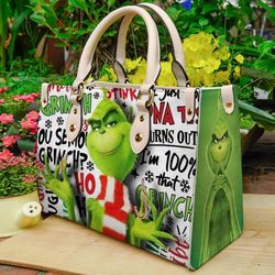 Grinch Christmas Leather Bag, Grinch Bags And Purses, Grinch Lover Handbag