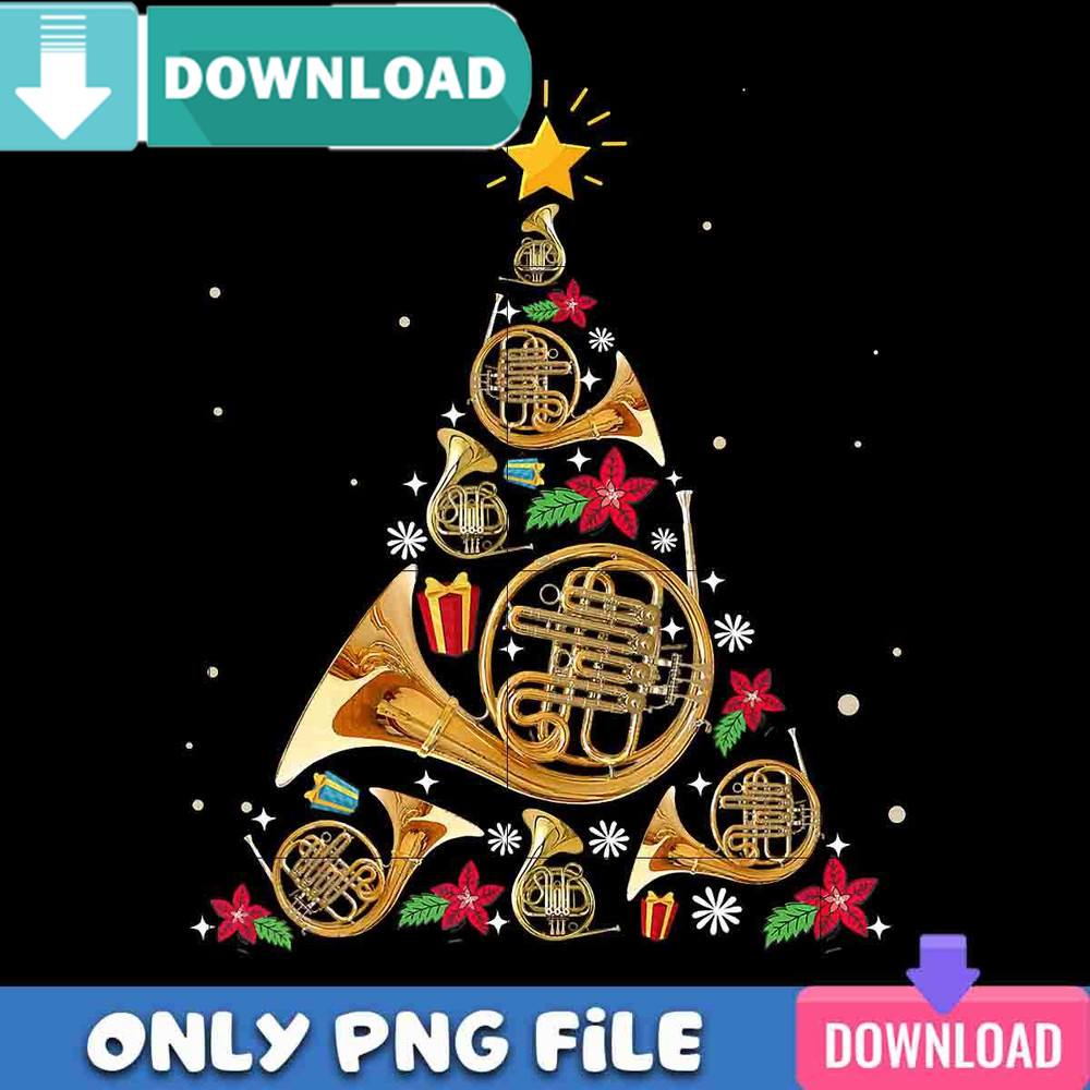 French Horn Christmas Tree PNG Perfect Files Design Download.jpg