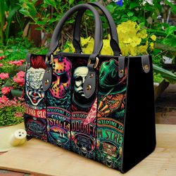 horror halloween handbag, horror leather bag, witch leather handbag