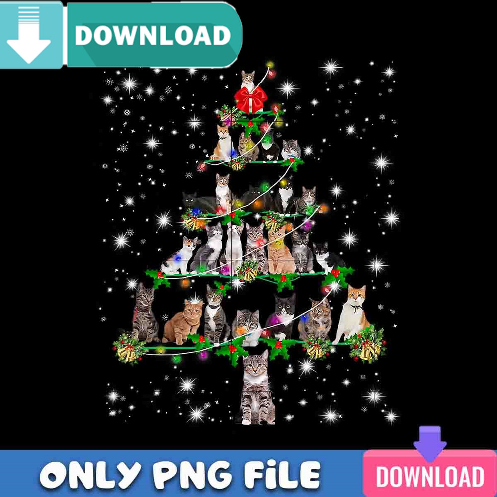 Funny Cats Christmas Tree PNG Perfect Files Design Download.jpg
