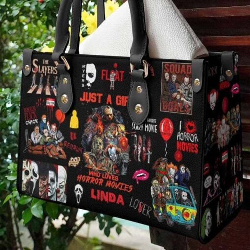 Just A Girl Who Loves Horror Movies Handbag,Horror Halloween Handbag,Horror Leather Bag,Witch Leather bag,Halloween Leather Bag,Holiday bag.jpg