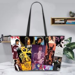 prince purple rain shoulder bag, prince rain leather tote bag, prince purple rain handbag