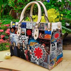 red hot chili peppers leather bag, rhcp handbag, music leather bag