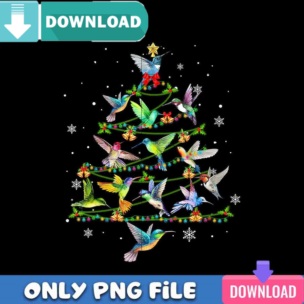 Hummingbird Christmas Tree PNG Perfect Sublimation Design Download.jpg