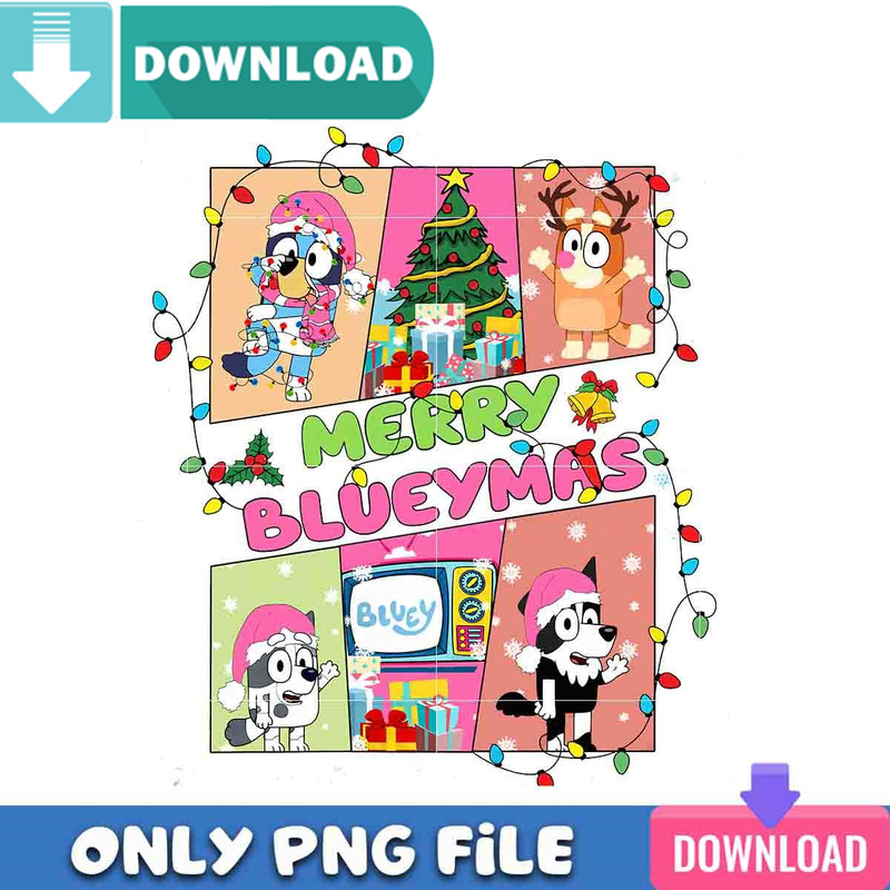 Merry Bluey Christmas PNG Perfect Sublimation Design Download.jpg