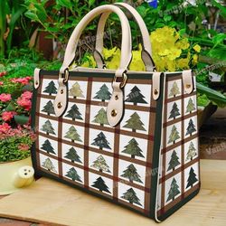 christmas tree women leather handbag, custom leather handbag, christmas woman handbag