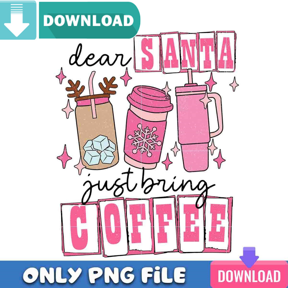 Santa Bring Coffee Christmas Pink Png Best Files Design.jpg