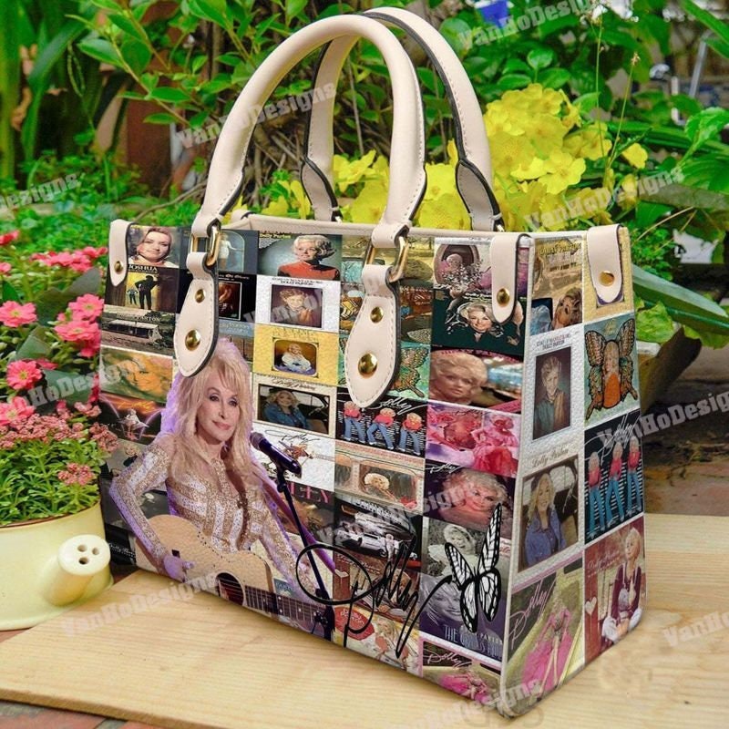 Dolly Parton Leather Handbag, Music tour handbag, Singer Handbag, Gift for fan, Handmade Bag, Custom Bag, Vintage Bags, Woman Shoulder.jpg